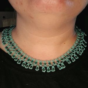 Handcrafted Beaded Necklace and Earrings Set